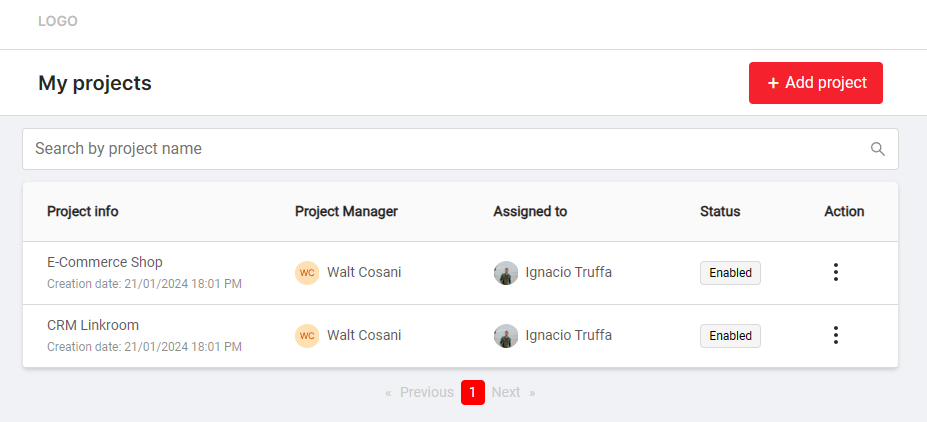 Screenshot de Project Manager